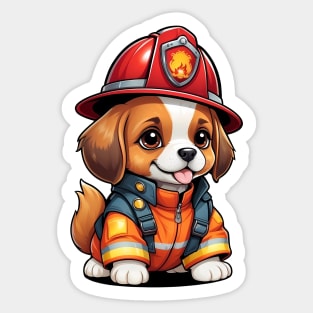 Adorable Firefighter Dog Sticker